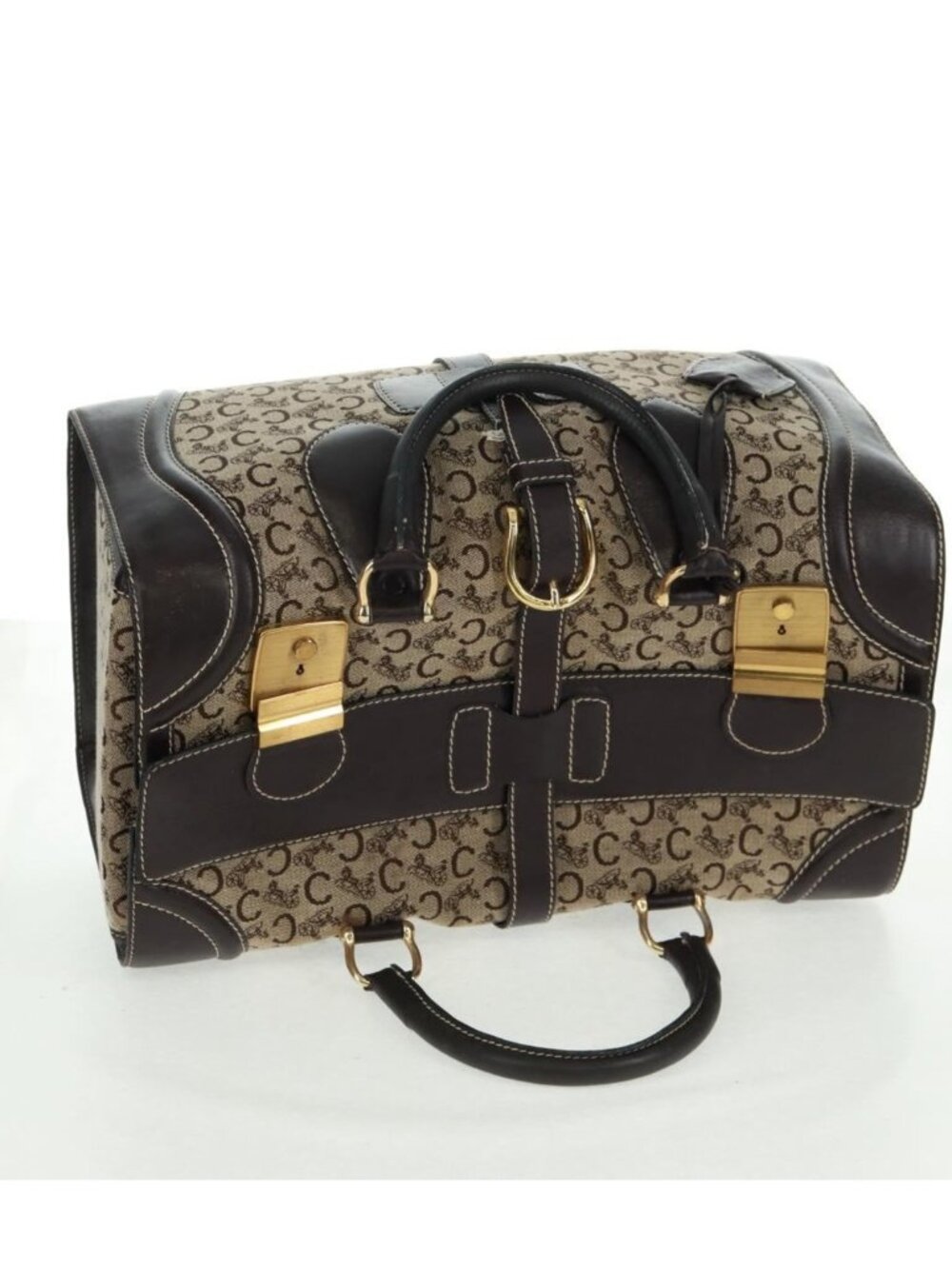 CELINE C Sulky Boston Bag Canvas Brown Gold - Picture 5 of 16